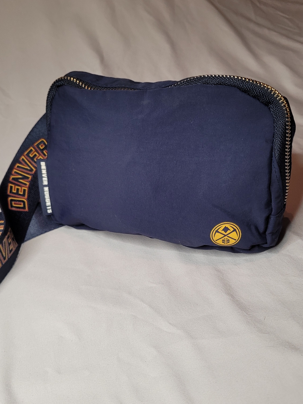 Denver Nuggets Navy Crossbody Sling Bag with Denver Accent Strap